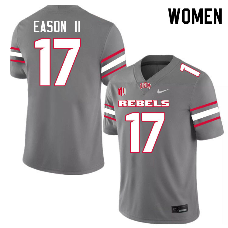 Women #17 Nijrell Eason II UNLV Rebels College Football Jerseys Stitched-Grey